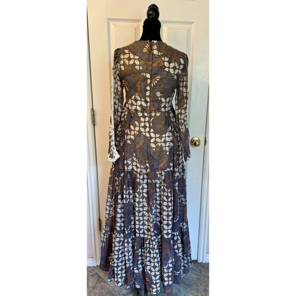 intage Gunne Sax by Jessica 70s San Francisco Bohemian Batik Crochet Maxi Dress - Picture 2 of 9